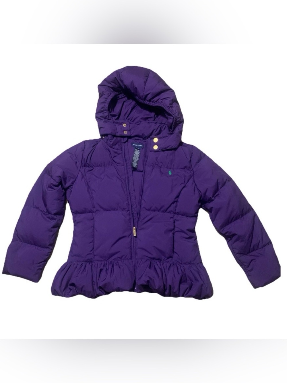 Ralph Lauren Girls' Deep Purple Hooded Puffer Coat